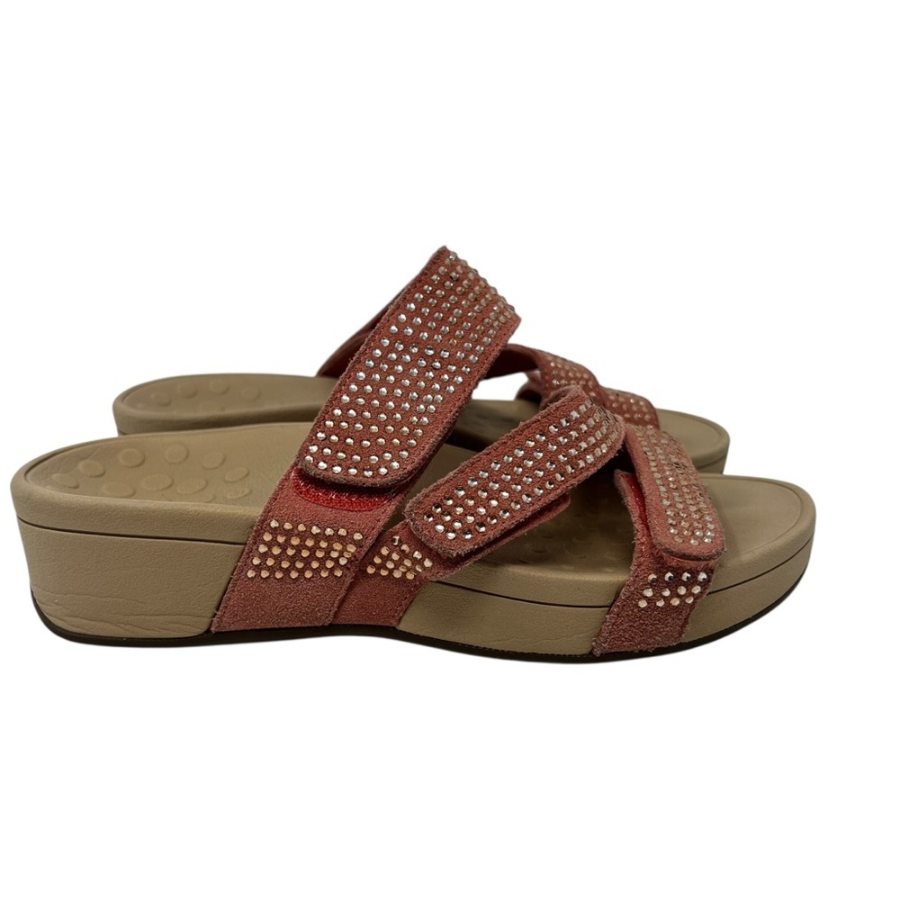 Vionic Red Rhinestone Strap Sandals - Picture 2 of 9